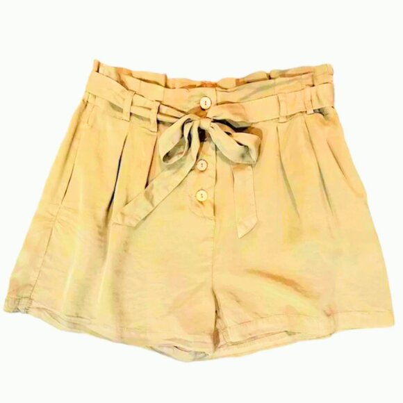 Brand New Love Tree Women's Tan Paperbag Waist Shorts - Picture 1 of 8